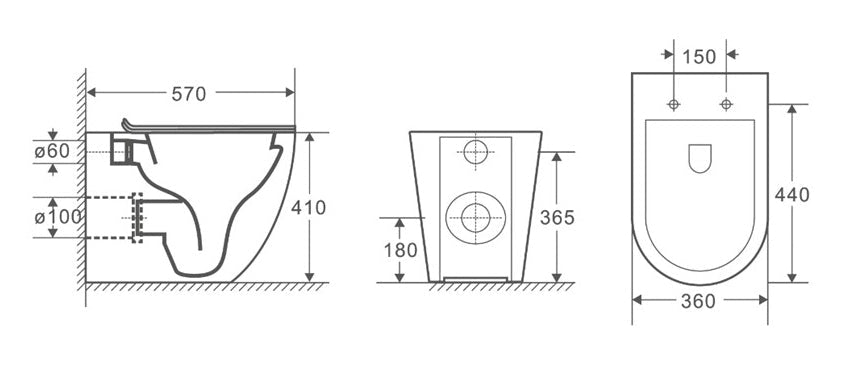Rimless Back to Wall Toilet Short Projection with Soft Close Seat – VELTOR Range - TILES Paradise