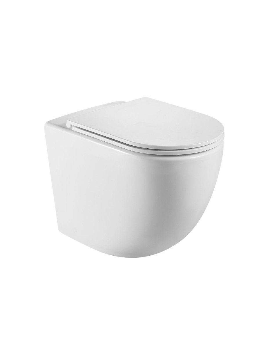 Rimless Back to Wall Toilet Short Projection with Soft Close Seat – VELTOR Range - TILES Paradise