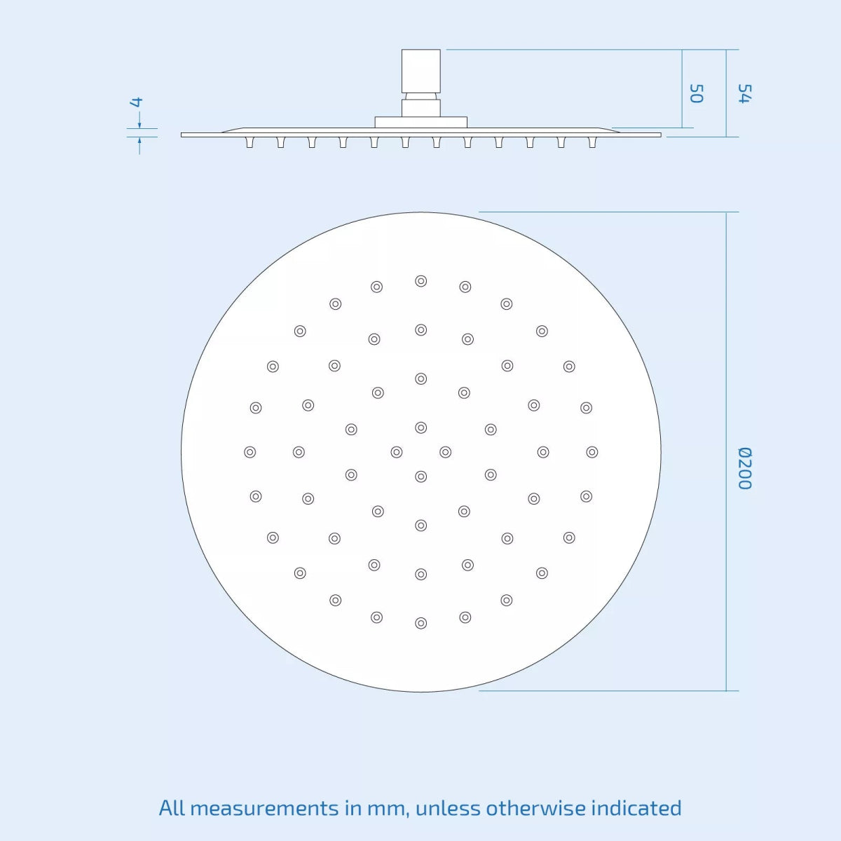 Rosa Chrome Thermostatic Shower Set – Slim Round 200mm Head & Handset, Adjustable Riser Rail - TILES Paradise