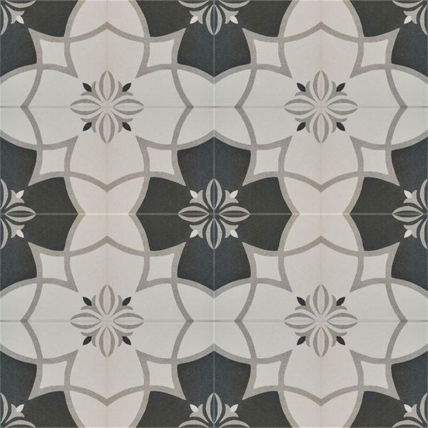Victorian Crest Grey Matt 20x20cm Patterned Porcelain Wall & Floor Tiles