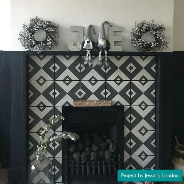 Victorian Vertex Grey Matt 20x20cm Patterned Porcelain Wall & Floor Tiles