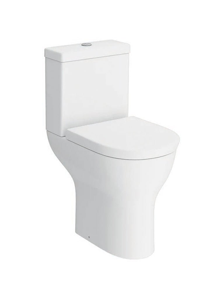Round Rimless Comfort Height Open Back Close Coupled Toilet with Soft Close Seat – NOVERA Range - TILES Paradise