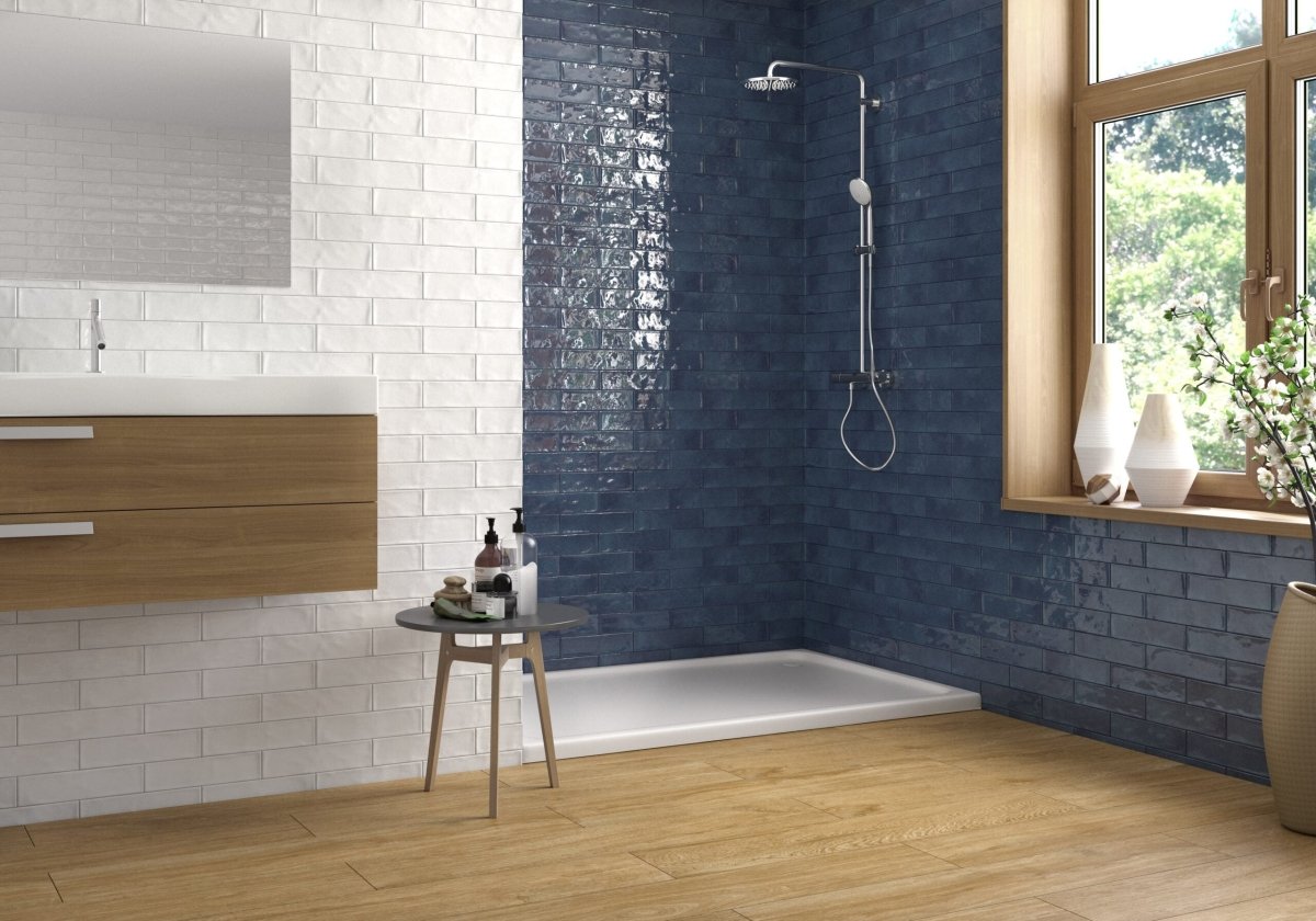 Savela Blue Gloss Ceramic 70x280mm Metro Wall Tile - TILES Paradise