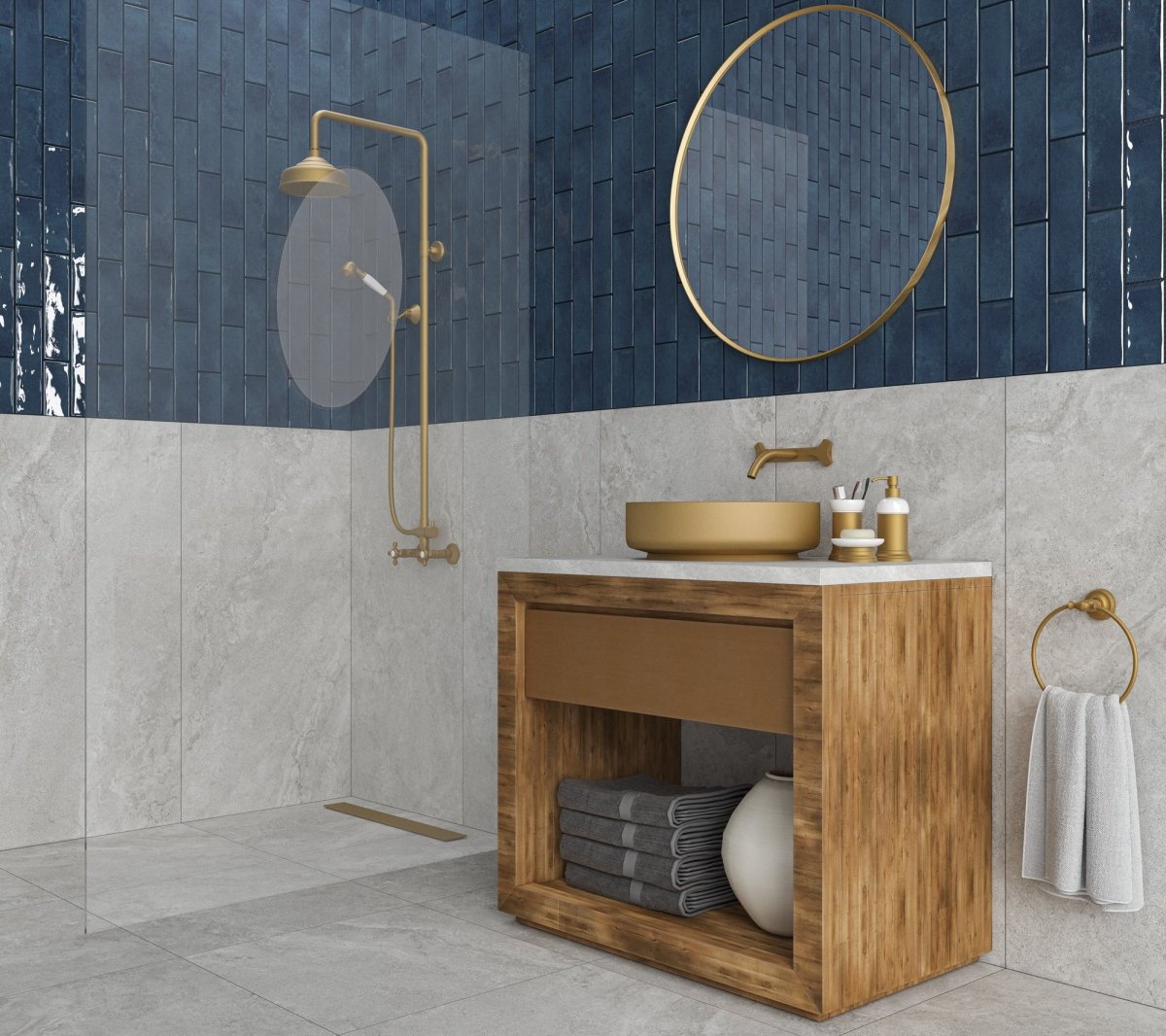 Savela Blue Gloss Ceramic 70x280mm Metro Wall Tile - TILES Paradise