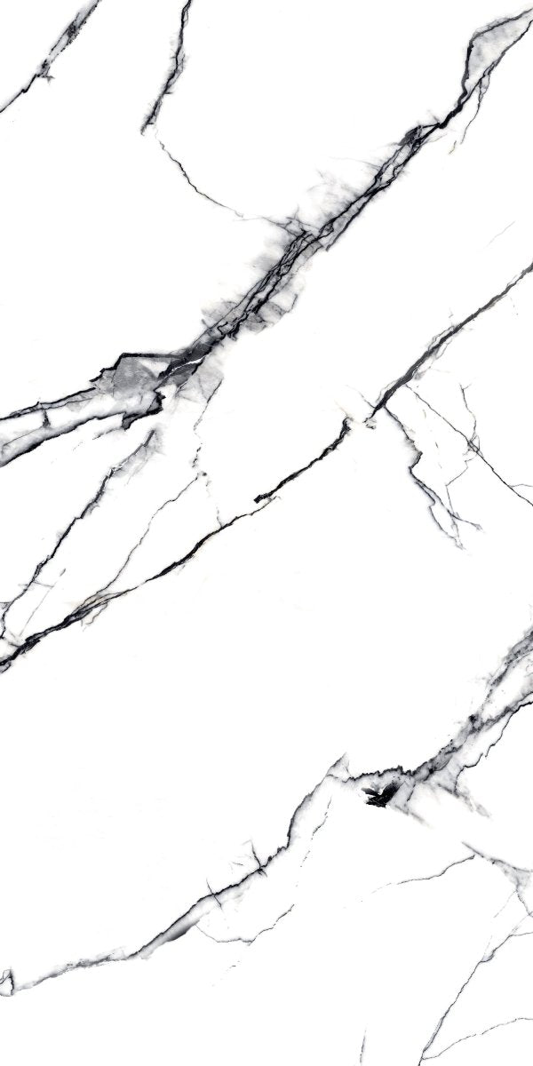 Silk White Black Marble Effect Polished Porcelain 60cm x 120cm Wall & Floor Tile - TILES Paradise