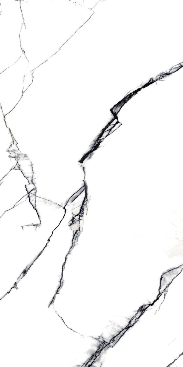 Silk White Black Marble Effect Polished Porcelain 60cm x 120cm Wall & Floor Tile - TILES Paradise