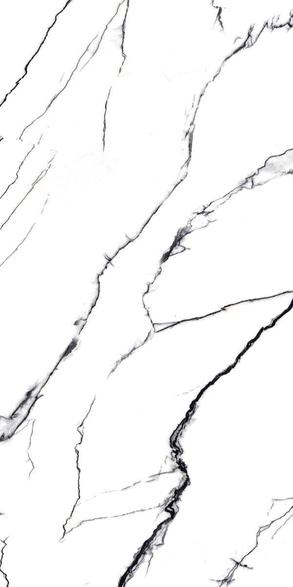 Silk White Black Marble Effect Polished Porcelain 60cm x 120cm Wall & Floor Tile - TILES Paradise