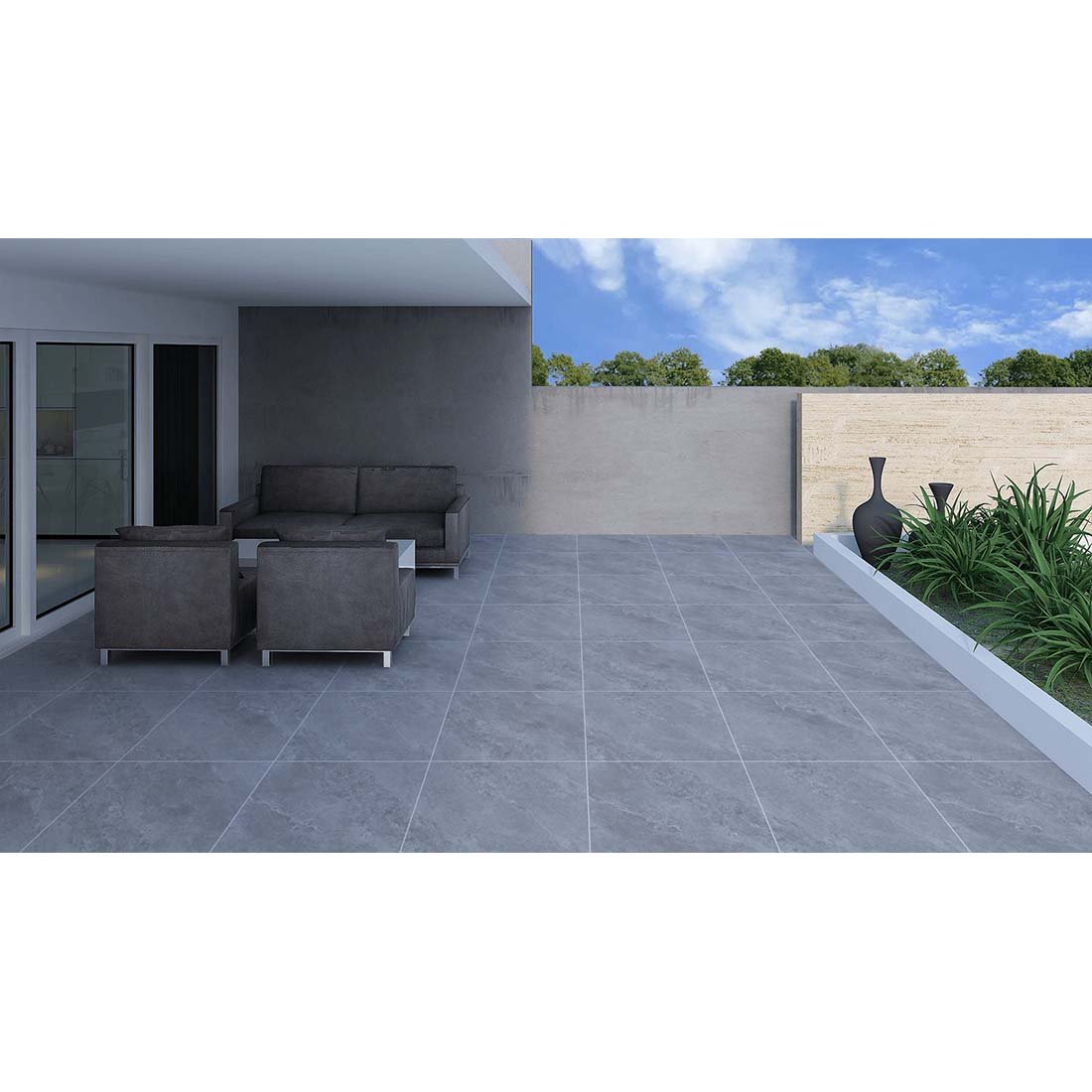 Skyline Porcelain Grey 60cmx60cmx20mm Matt Outdoor and Garden Tile Slab - TILES Paradise