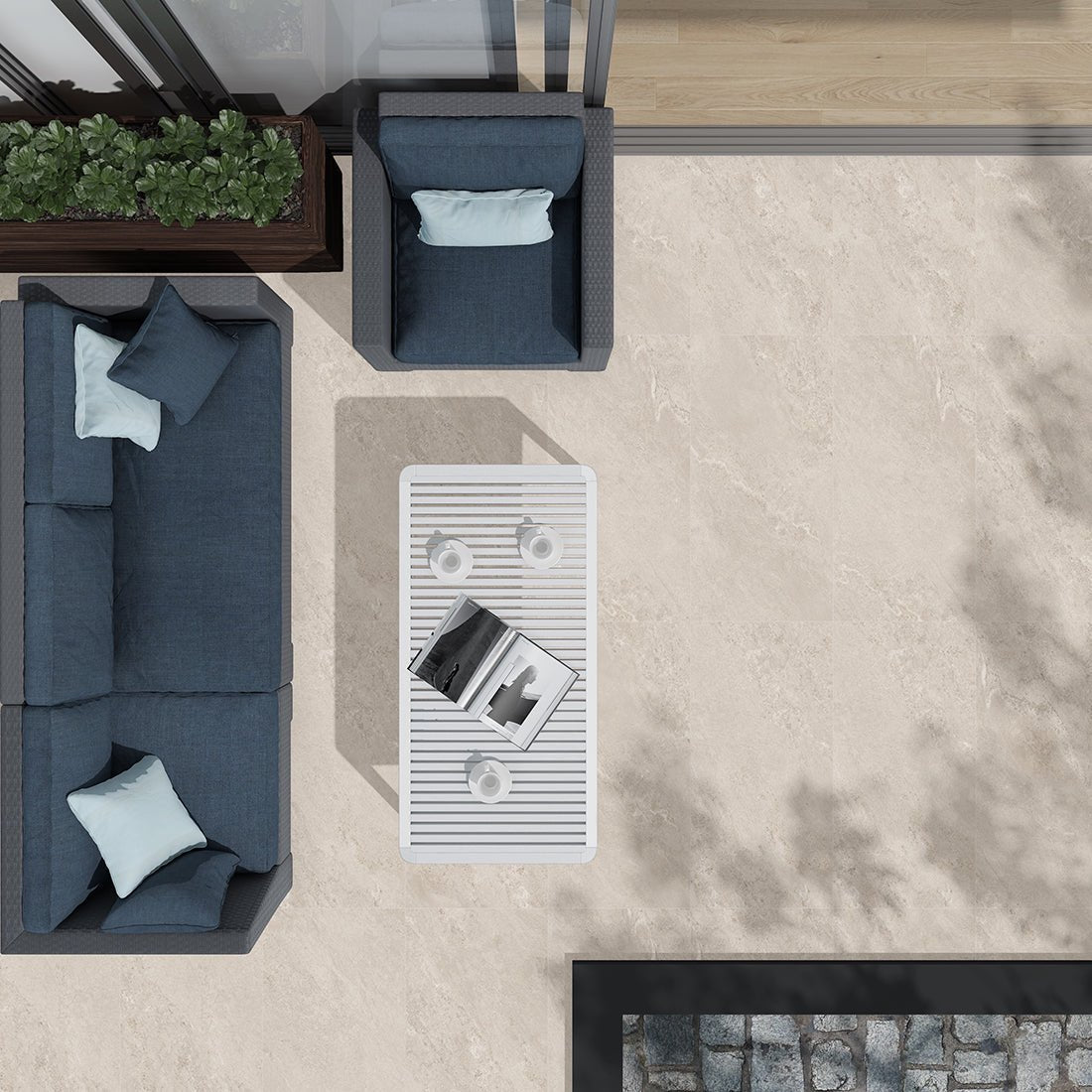 Skyline Rock Porcelain Beige 60cmx90cmx20mm Matt Outdoor and Garden Tile Slab - TILES Paradise