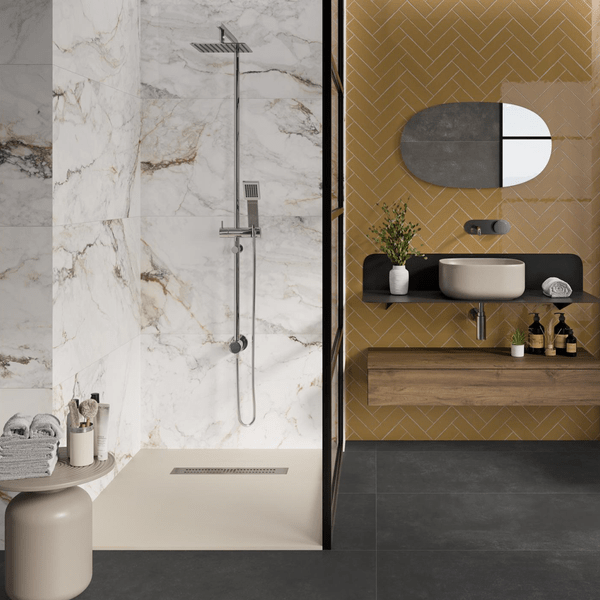 Spanish Leviglass Pisa gold Marble Effect Tile 60x120cm Porcelain Wall and Floor Tile - TILES Paradise