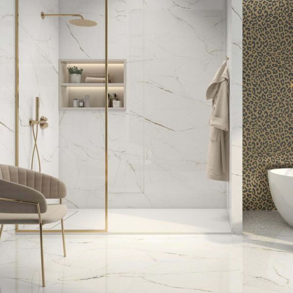 Spanish Leviglass Torano dorado Marble Effect Tile 60x120cm Porcelain Wall and Floor Tile - TILES Paradise