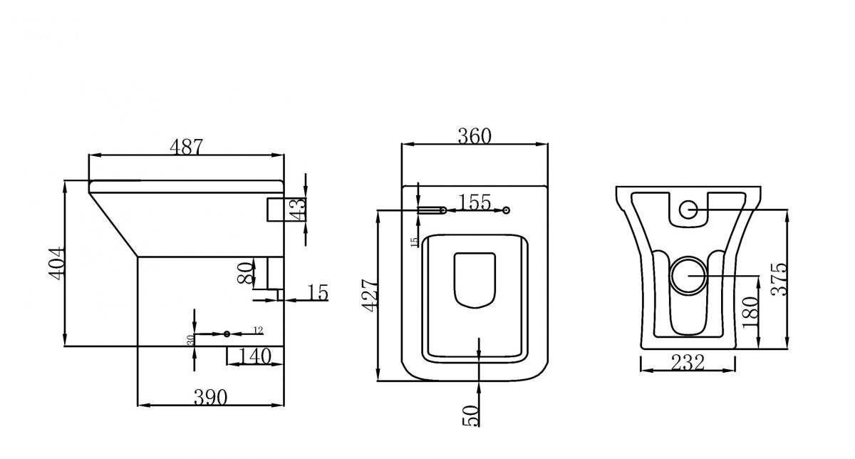 Square Rimless Back to Wall Toilet with Soft Close Seat – VELARO Range - TILES Paradise
