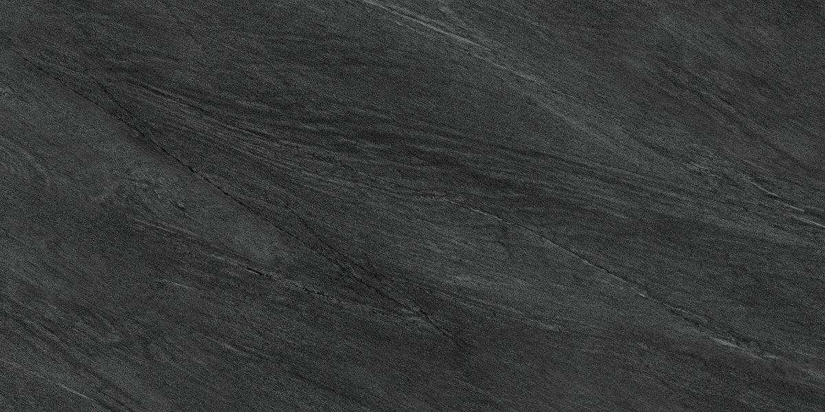 Strata Black Stone Effect Matt Full Body Porcelain 60x120cm Wall & Floor Tile - TILES Paradise