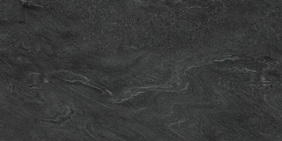 Strata Black Stone Effect Matt Full Body Porcelain 60x120cm Wall & Floor Tile - TILES Paradise