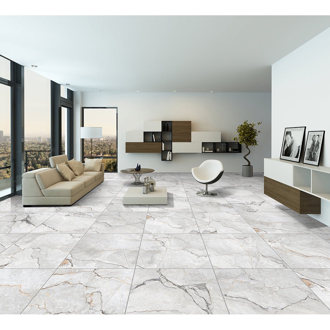 Sylvan Light Grey Marble Essence 60x60cm Polished Porcelain Wall & Floor Tile - TILES Paradise