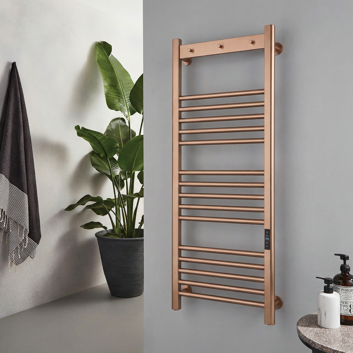 Tepora Brushed Bronze Smart Electric Heated Towel Rail