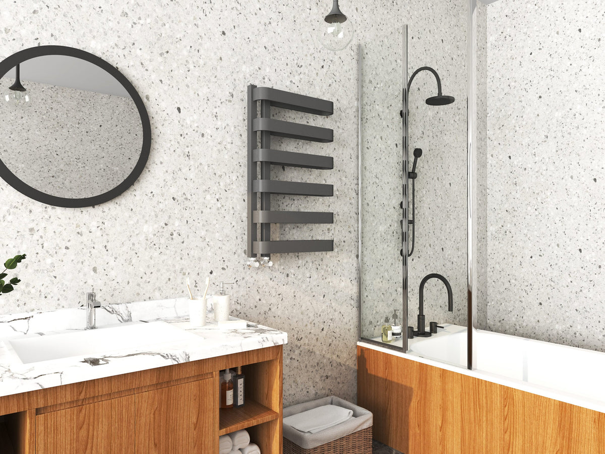 Tessa Anthracite Grey Designer Heated Towel Rail – 850x500mm