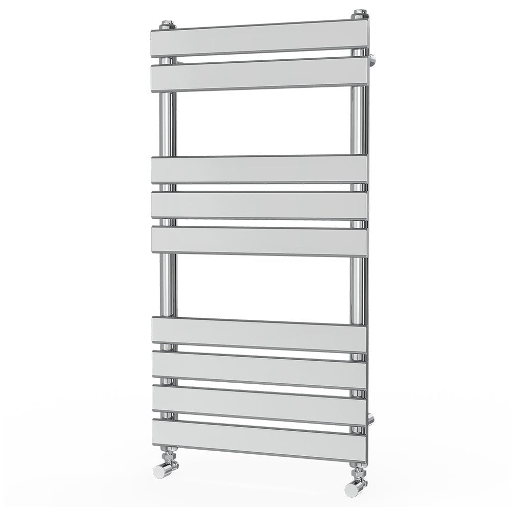 Valeno 950x500mm Chrome Heated Towel Rail – Flat Panel, Vertical Mount, Polished Finish - TILES Paradise