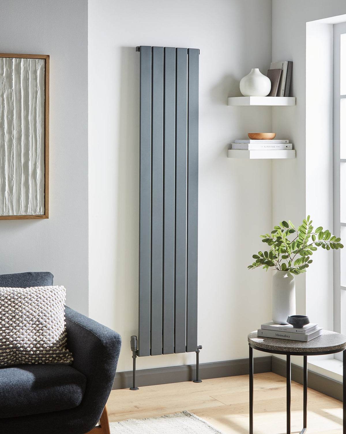Valtora Grey Vertical Aluminium Radiator – Double Panel