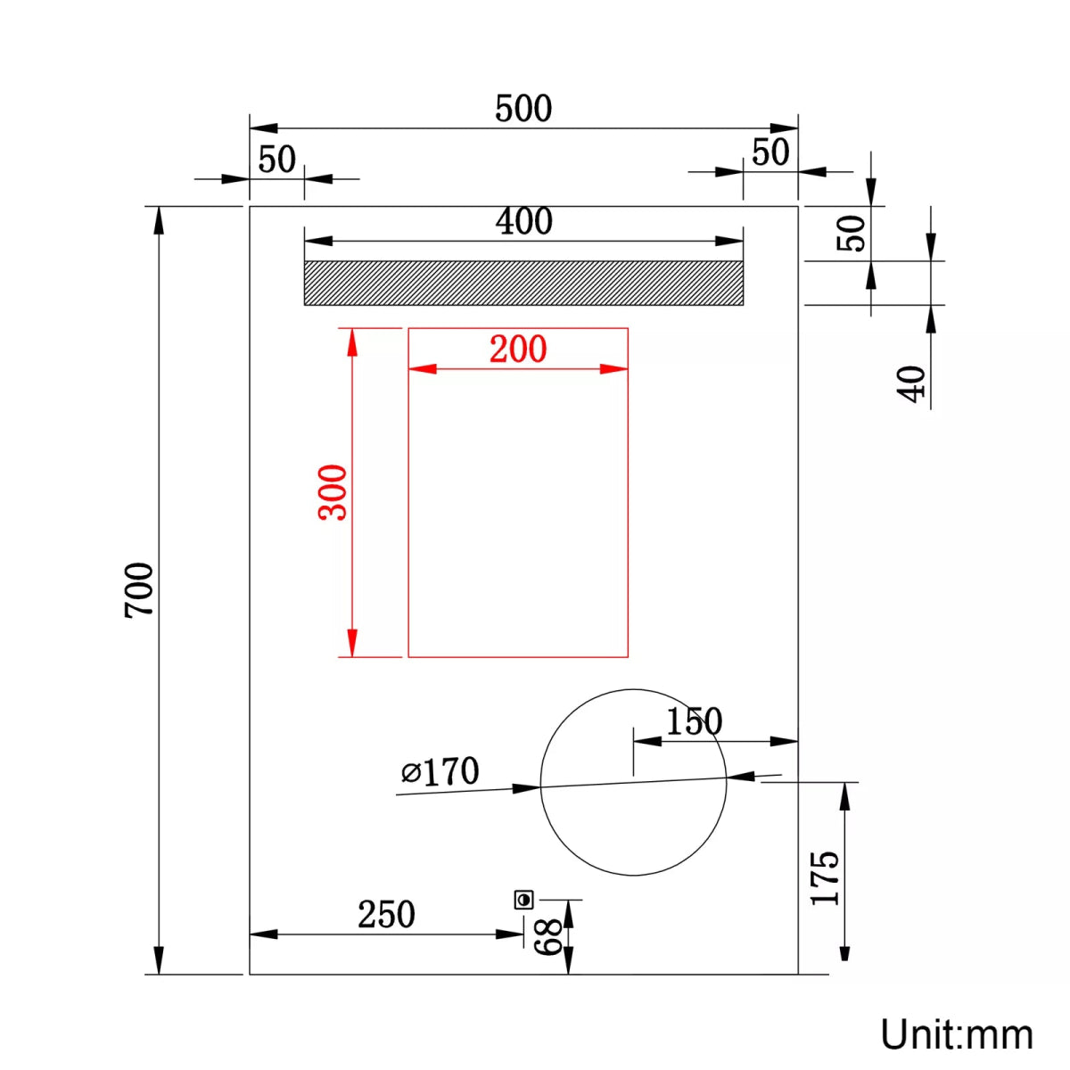 Velora 500x700mm LED Mirror with Magnifying Mirror – Tri - Colour Light, Dimmable, Shaver Socket, Touch Sensor - TILES Paradise