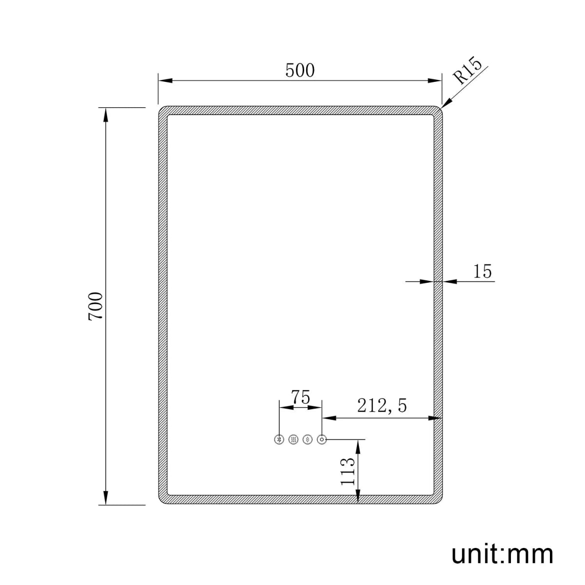 Velora ChillGlow 500x700mm LED Mirror – Cold White & Blue Light, Bluetooth Speakers, Shaver Socket, Touch Sensor, Mains Powered - TILES Paradise