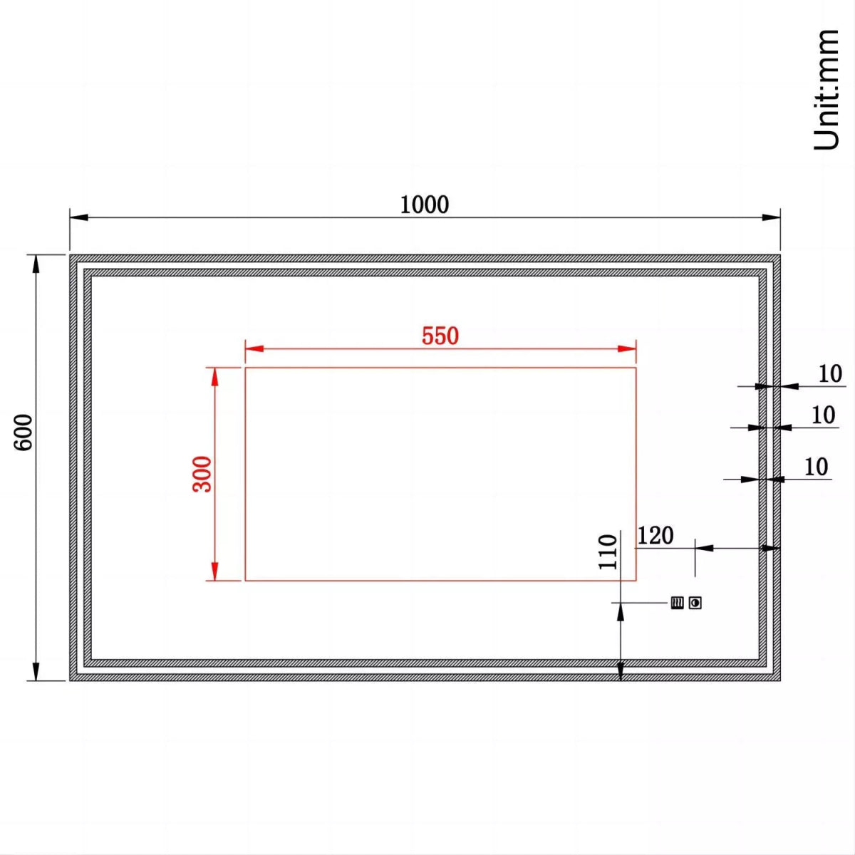 Velora Edge Glow LED Mirror – 600x500 / 900x700 / 1000x600mm, Tri - Colour Dimmable Light, Touch Sensor, Mains Powered - TILES Paradise
