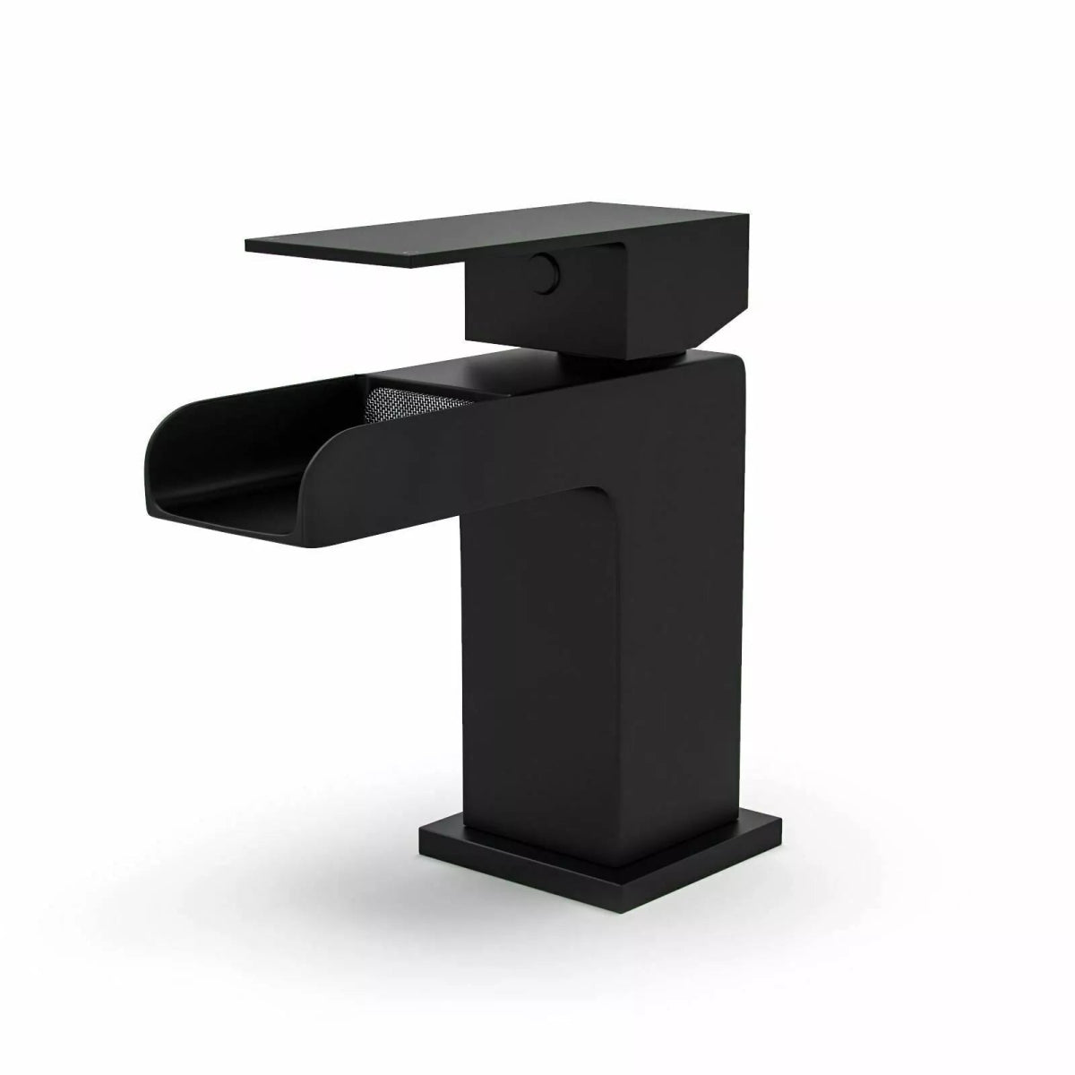 Velora Matt Black Waterfall Basin Mixer Tap with Free Waste – Single Lever - TILES Paradise