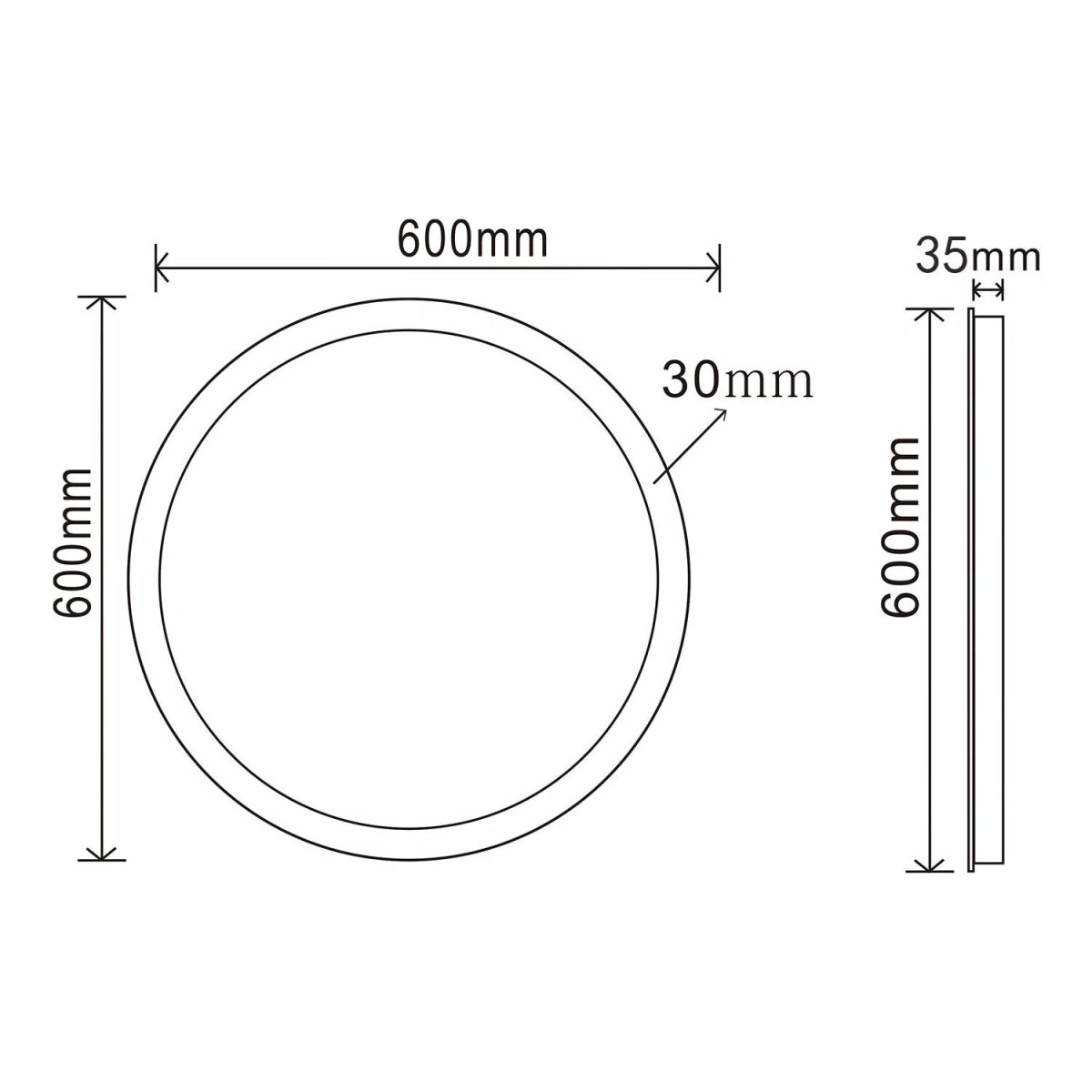 Velora Round 600/700/800mm LED Mirror – Cold White Light, Touch Sensor, Demister, Mains Powered (Minimalist Series) - TILES Paradise