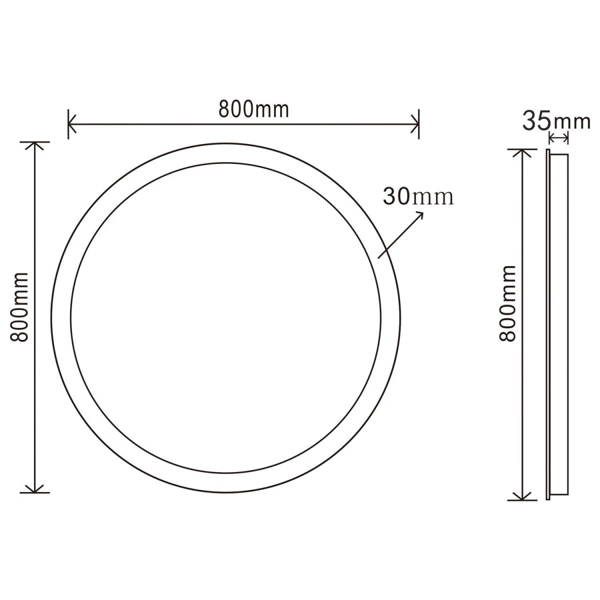 Velora Round 600/700/800mm LED Mirror – Cold White Light, Touch Sensor, Demister, Mains Powered (Minimalist Series) - TILES Paradise