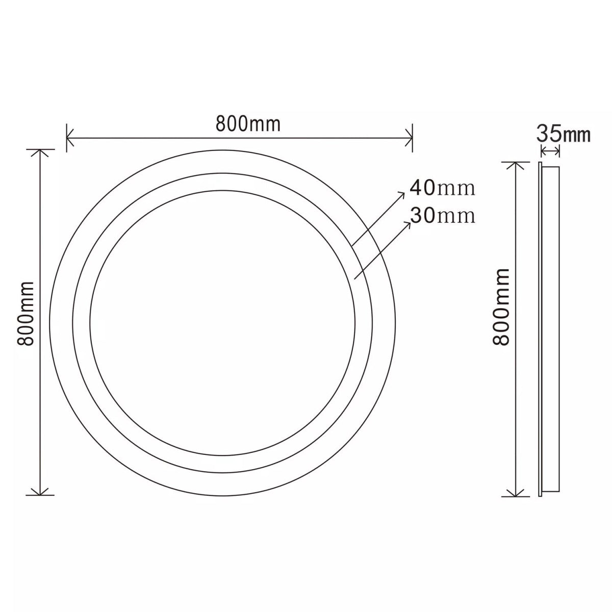 Velora Round Mains Powered LED Bathroom Mirror with Demister & Touch Sensor – 600mm / 700mm / 800mm - TILES Paradise