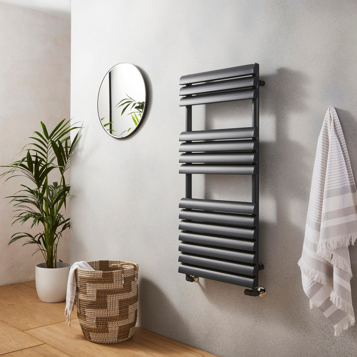 Veneta Anthracite Grey Designer Heated Towel Rail – 1100x500mm