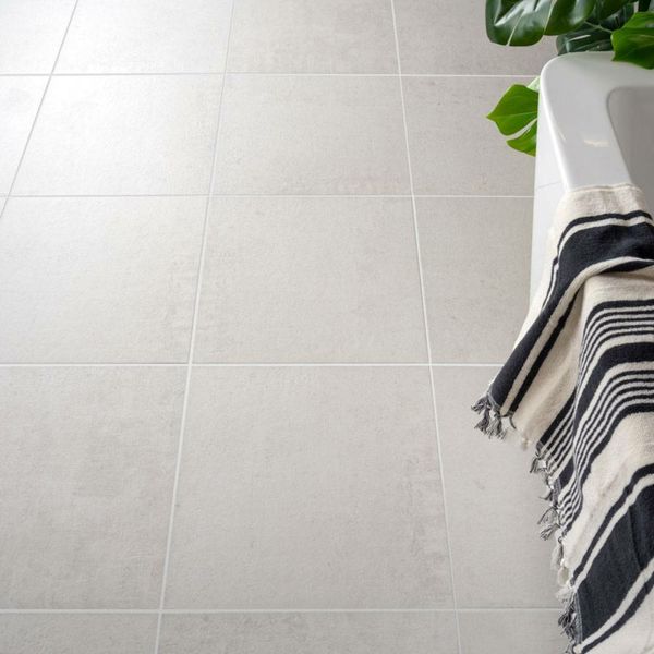 Portland White Matt Concrete Effect 45x45cm Ceramic Wall and Floor Tile