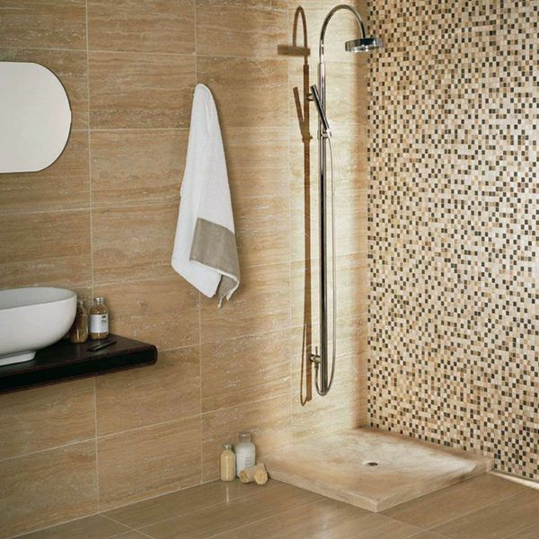 Dahini Beige Gloss Marble Effect 50x25cm Ceramic Wall Tile