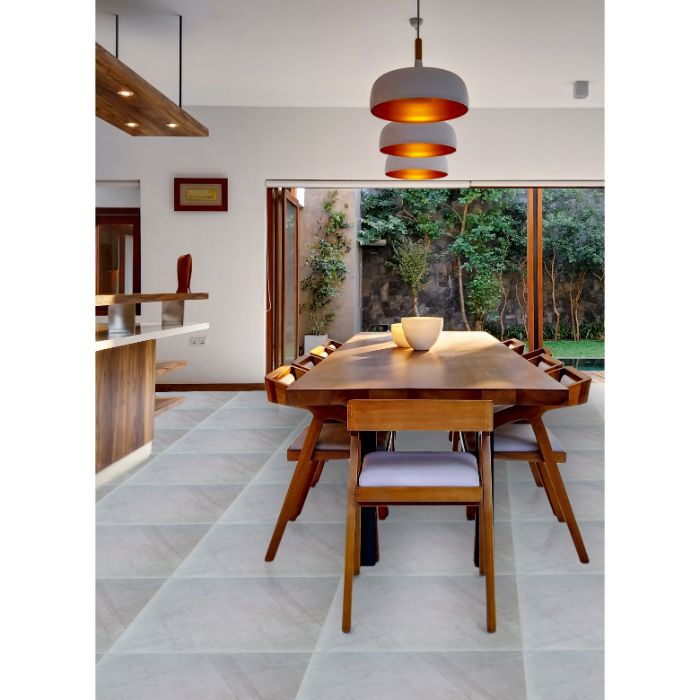 Tanvi White Matt Textured Porcelain 60X60cm Kitchen Bathroom Fireplace Wall Floor Tiles - TILES Paradise