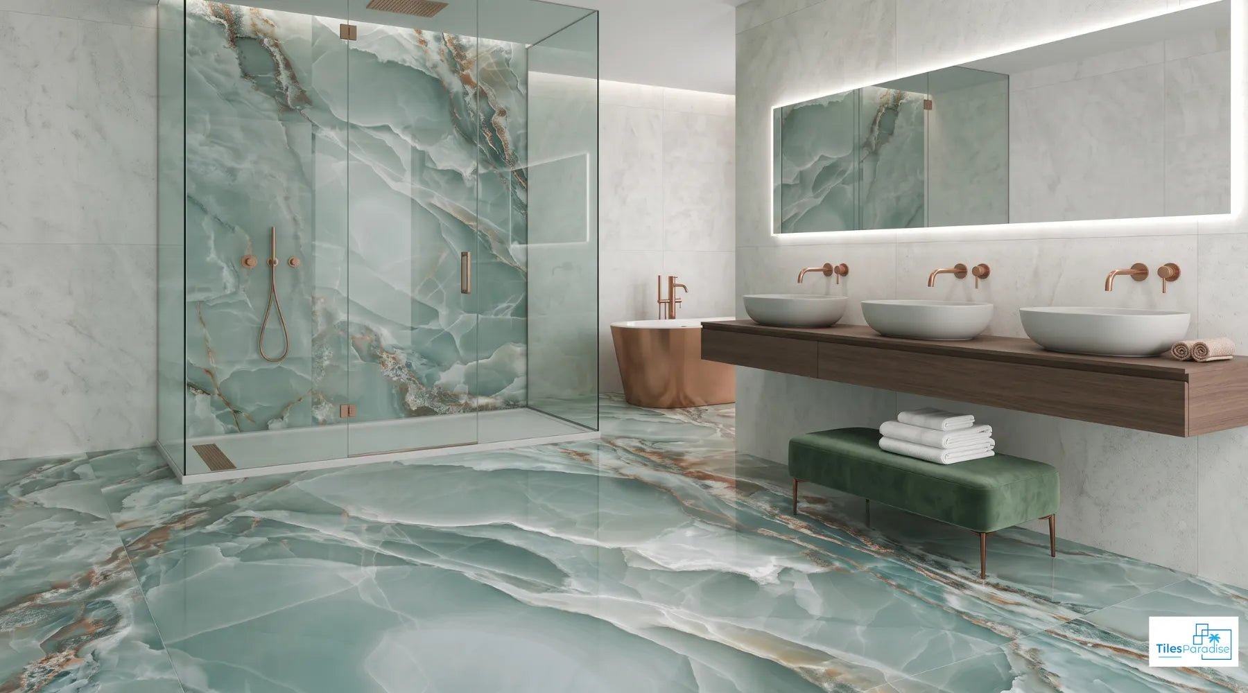 Green Bathroom Tiles: Shades, Finishes, Sizes and Pairings That Actually Work - TILES Paradise