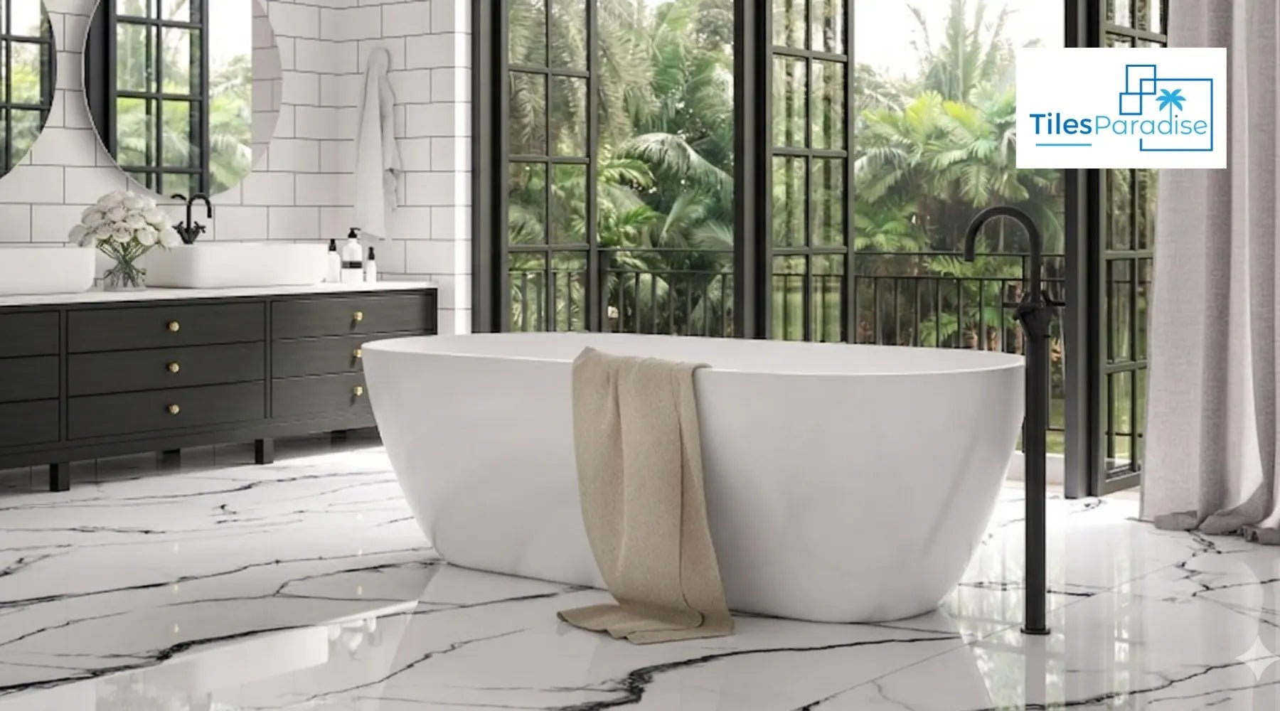 White and Black Tile Bathroom Ideas: Timeless Designs for Floors, Walls & Showers - TILES Paradise
