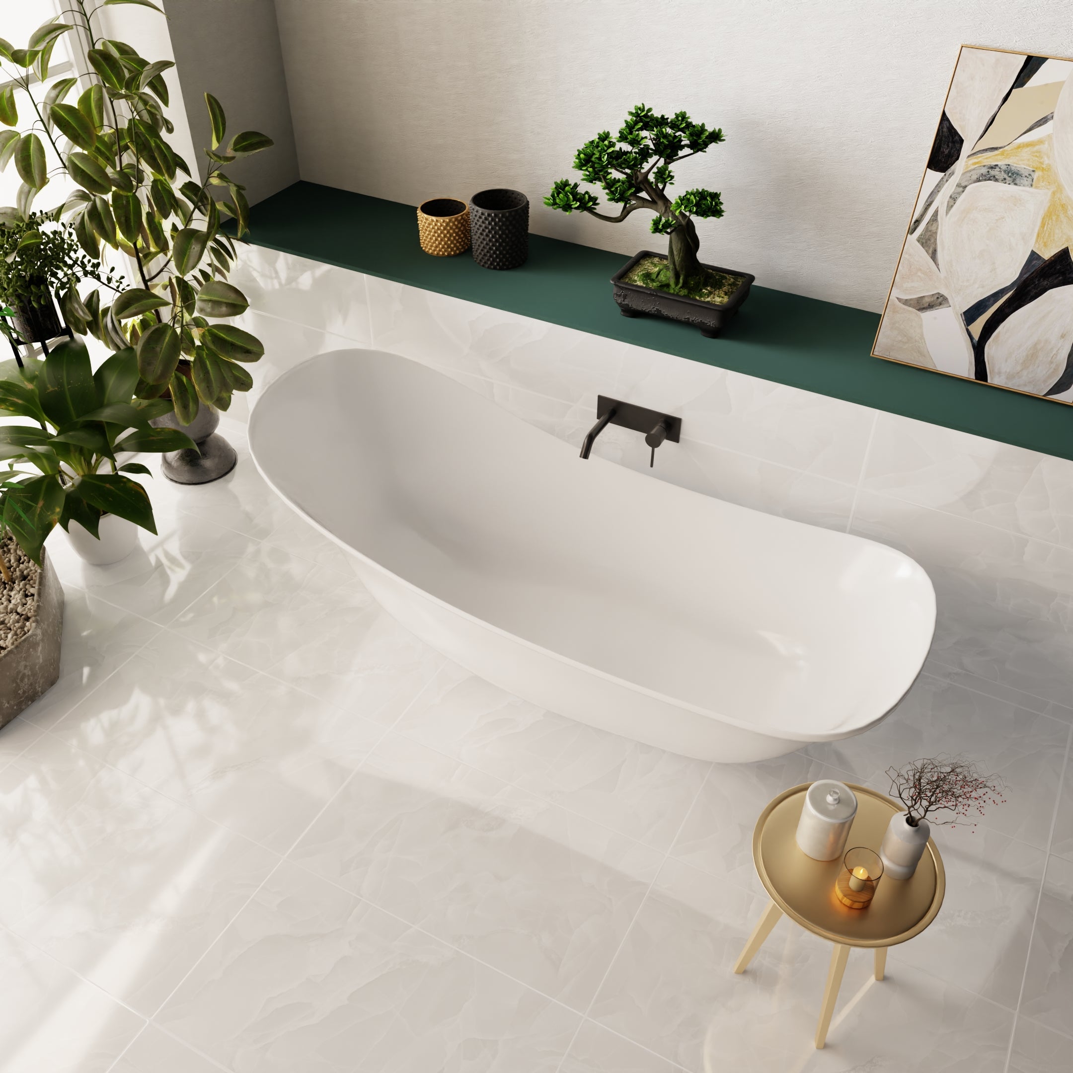 Bathroom floor tiles in porcelain and ceramic – durable, slip-resistant designs in polished, matt, and marble-effect styles.