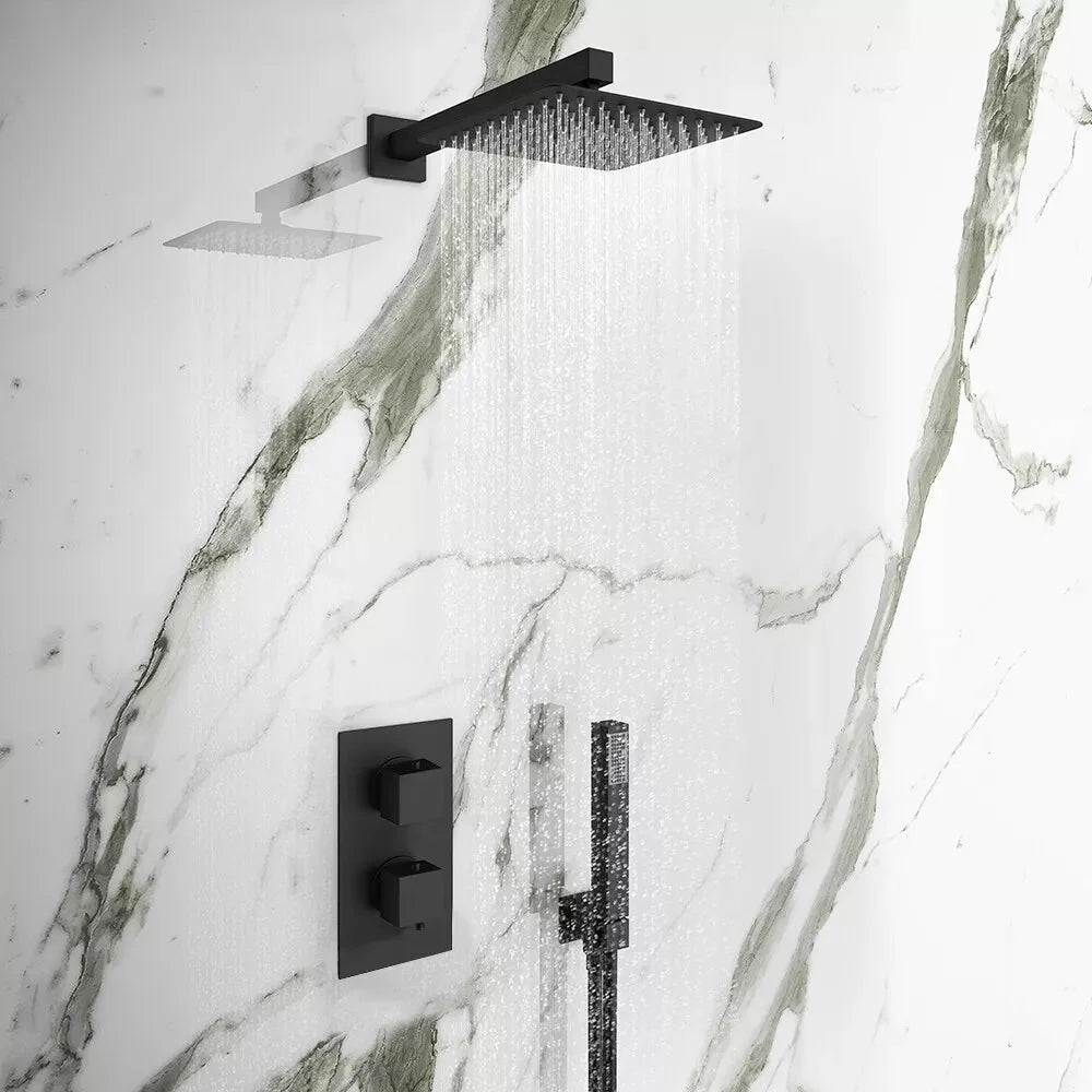 Matt black concealed thermostatic shower set