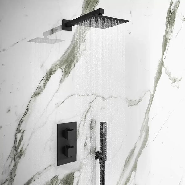 Matt black concealed thermostatic shower set