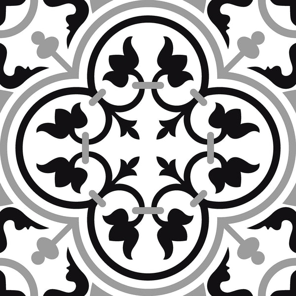 Black and white patterned anti slip bathroom tiles for stylish and safe bathroom floor design