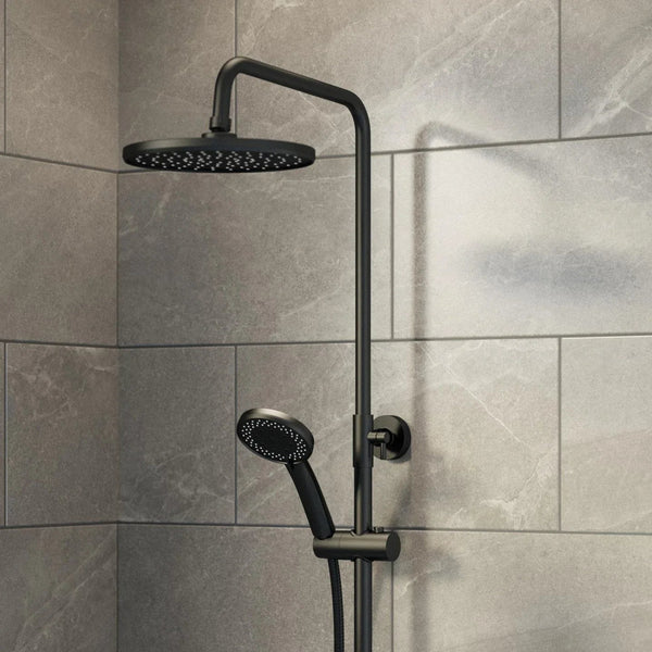 Modern grey bathroom wall tiles with matte finish, perfect for stylish shower and bathroom designs in the UK.
