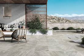 Modern outdoor tiles for patio and garden terrace with stylish weatherproof flooring design