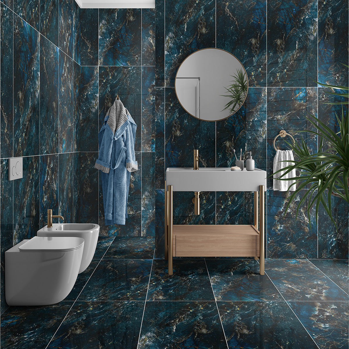Bathroom blue tiles – porcelain and ceramic wall and floor designs in polished, matt, and marble-effect finishes.