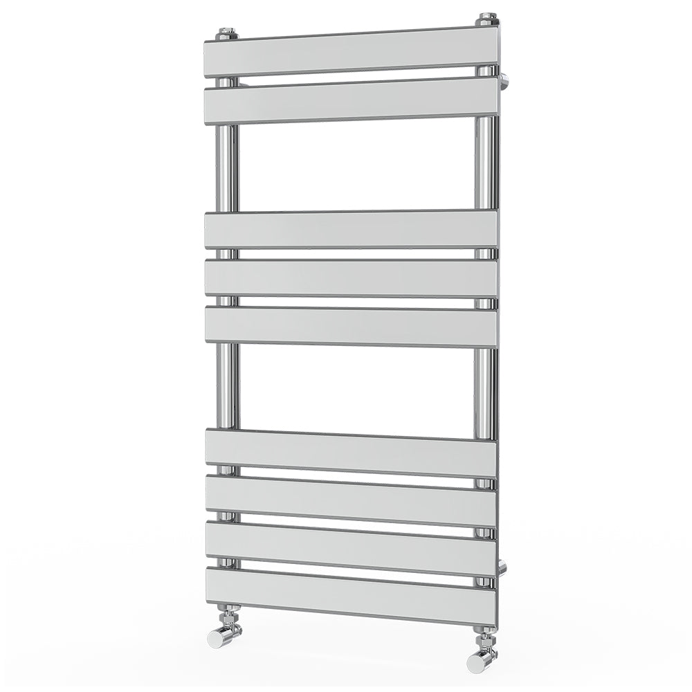 Valeno 950x500mm Chrome Heated Towel Rail – Flat Panel, Vertical Mount, Polished Finish
