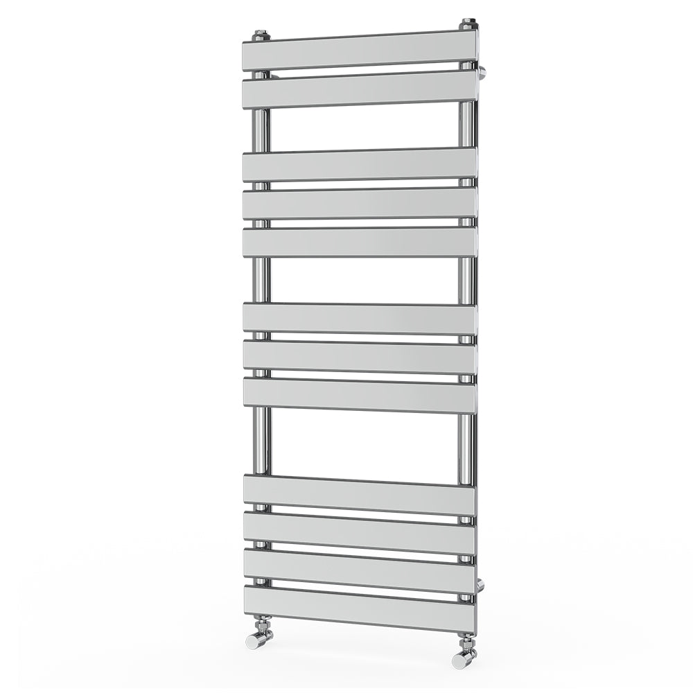 Valeno 1200x500mm Chrome Heated Towel Rail – Flat Panel, Vertical Mount, Polished Finish