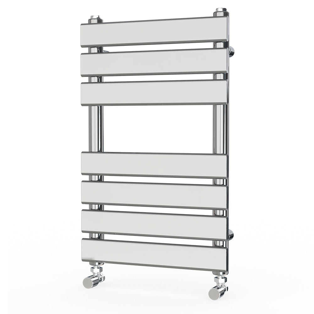 Valeno 650x400mm Chrome Heated Towel Rail – Flat Panel, Vertical Mount, Polished Finish