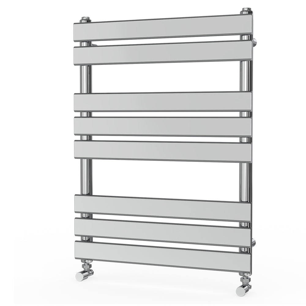 Valeno 800x600mm Chrome Heated Towel Rail – Flat Panel, Vertical Mount, Polished Finish