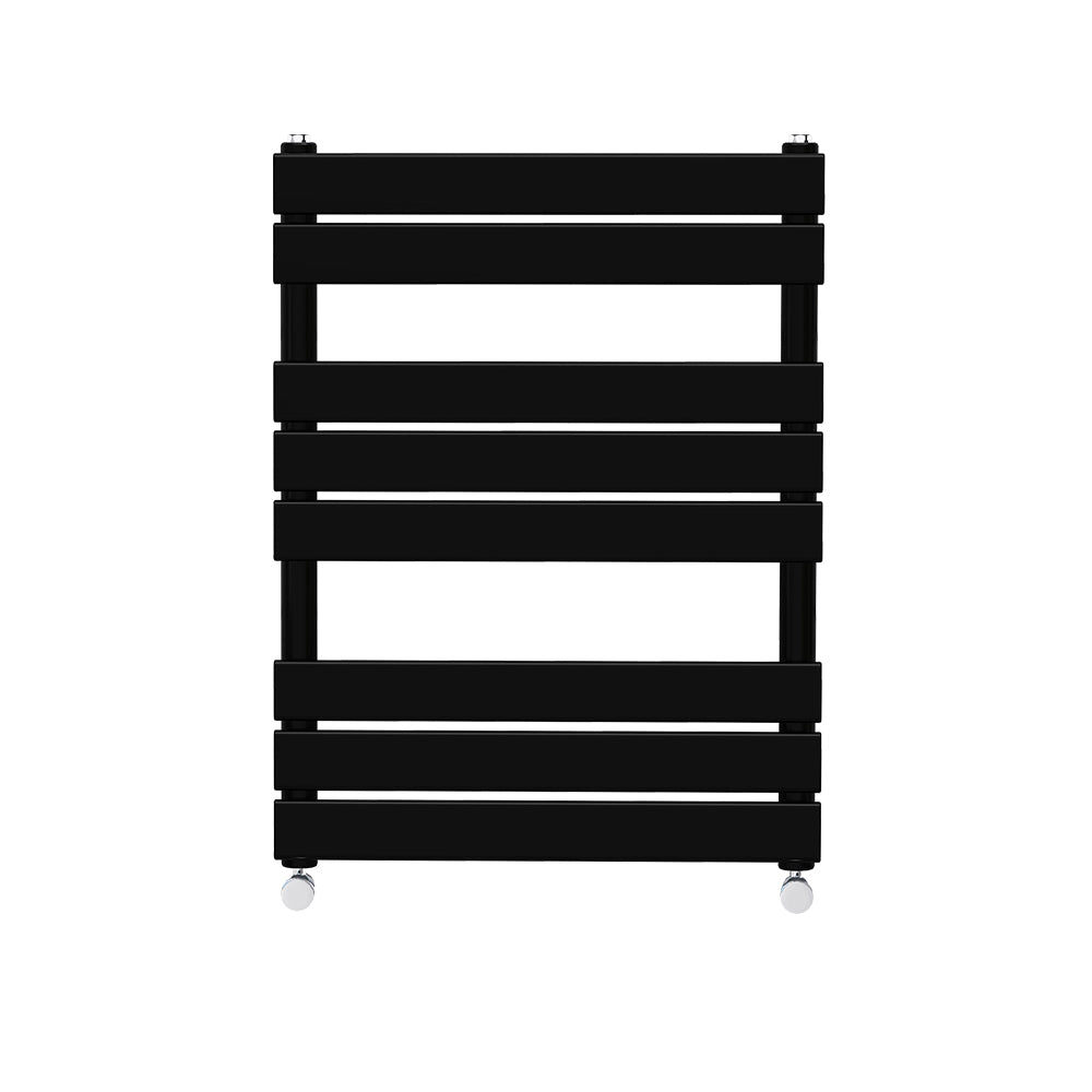 Valeno 800x600mm Black Heated Towel Rail – Flat Panel, Vertical Mount, Matt Finish