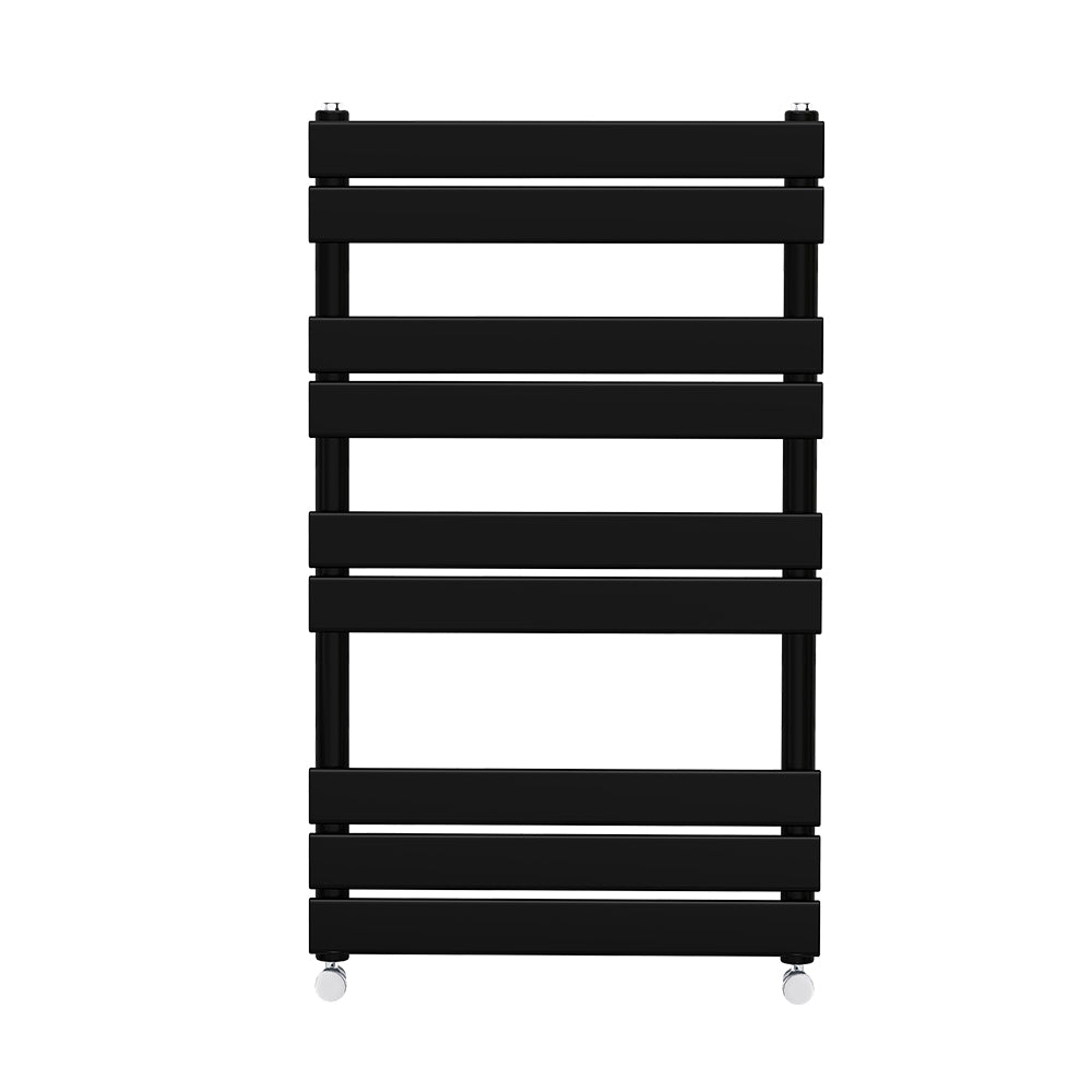 Valeno 1000x600mm Black Heated Towel Rail – Flat Panel, Vertical Mount, Matt Finish