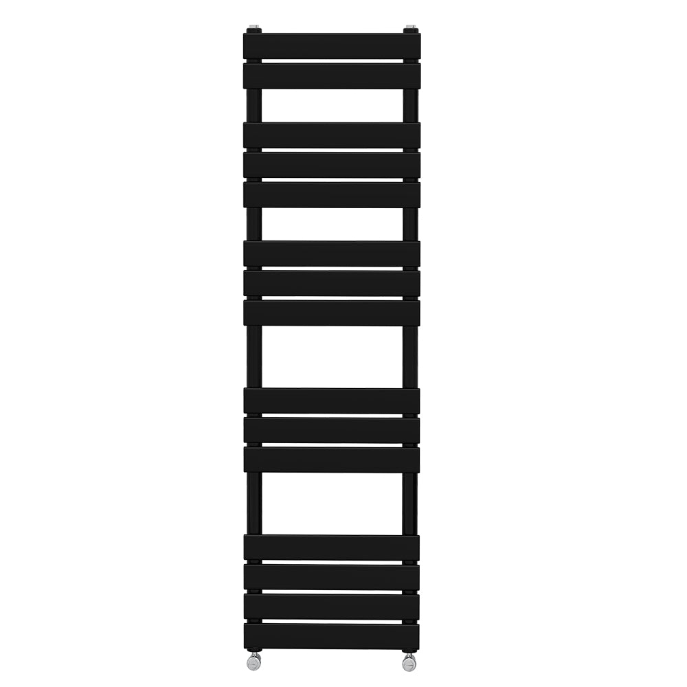 Valeno 1600x600mm Black Heated Towel Rail – Flat Panel, Vertical Mount, Matt Finish